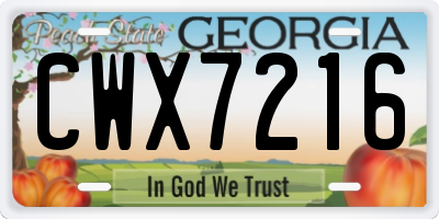 GA license plate CWX7216