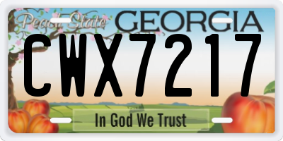 GA license plate CWX7217