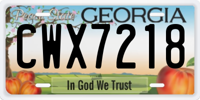 GA license plate CWX7218