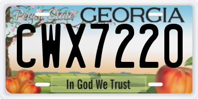 GA license plate CWX7220