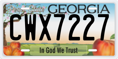 GA license plate CWX7227