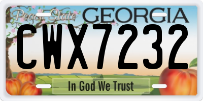 GA license plate CWX7232