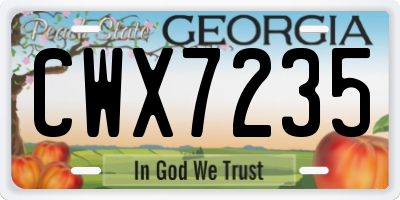 GA license plate CWX7235