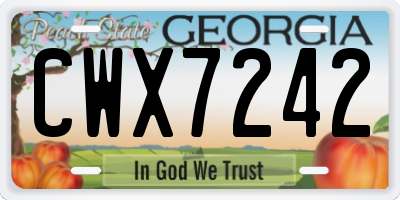 GA license plate CWX7242