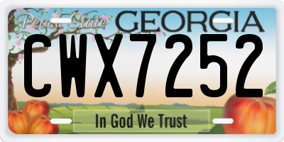 GA license plate CWX7252