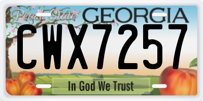 GA license plate CWX7257