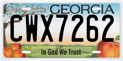 GA license plate CWX7262
