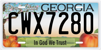 GA license plate CWX7280