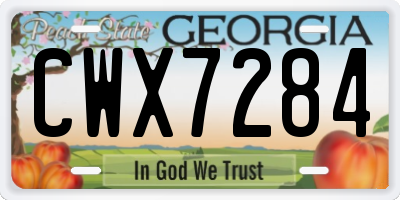 GA license plate CWX7284