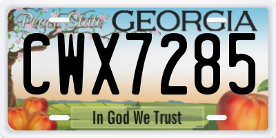 GA license plate CWX7285