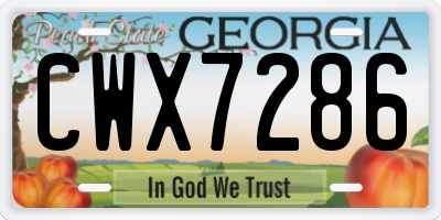 GA license plate CWX7286