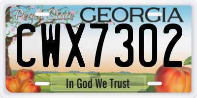 GA license plate CWX7302