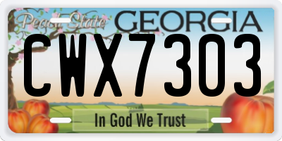 GA license plate CWX7303