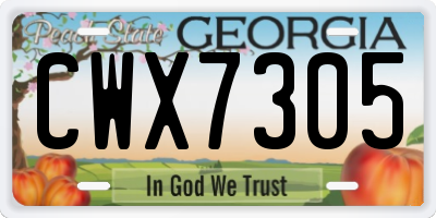 GA license plate CWX7305