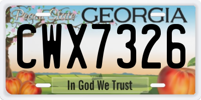 GA license plate CWX7326