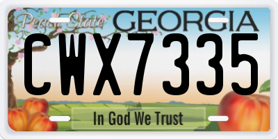 GA license plate CWX7335