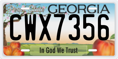 GA license plate CWX7356
