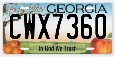 GA license plate CWX7360