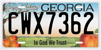 GA license plate CWX7362