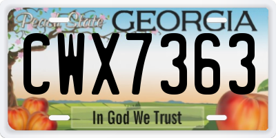 GA license plate CWX7363