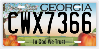 GA license plate CWX7366