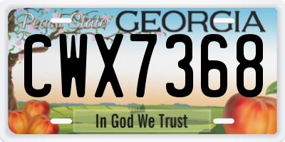 GA license plate CWX7368