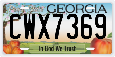 GA license plate CWX7369