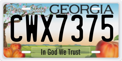 GA license plate CWX7375