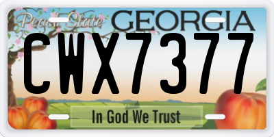 GA license plate CWX7377