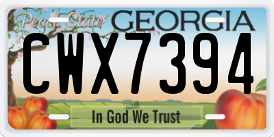GA license plate CWX7394