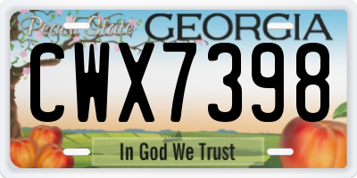 GA license plate CWX7398