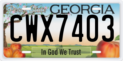 GA license plate CWX7403