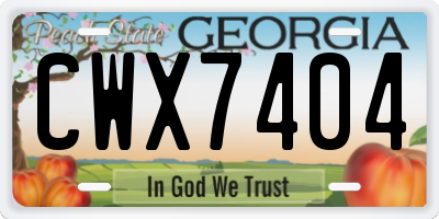 GA license plate CWX7404