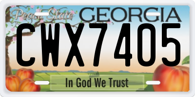 GA license plate CWX7405