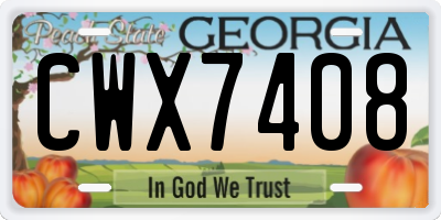 GA license plate CWX7408