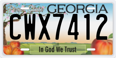 GA license plate CWX7412
