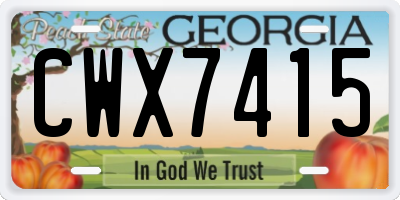 GA license plate CWX7415