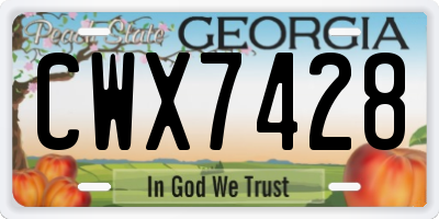 GA license plate CWX7428