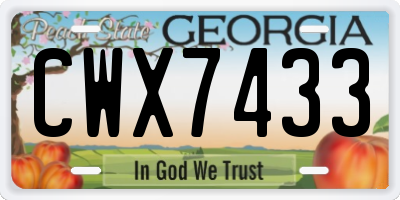 GA license plate CWX7433
