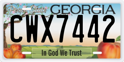 GA license plate CWX7442