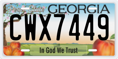 GA license plate CWX7449