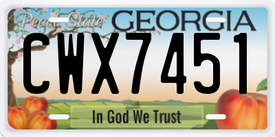 GA license plate CWX7451