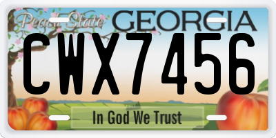 GA license plate CWX7456