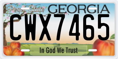 GA license plate CWX7465