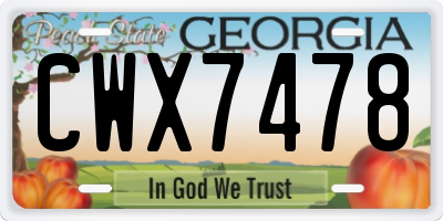 GA license plate CWX7478