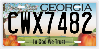 GA license plate CWX7482