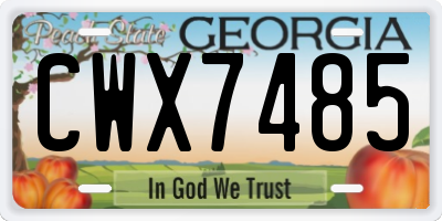 GA license plate CWX7485