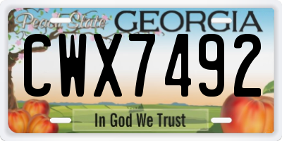 GA license plate CWX7492