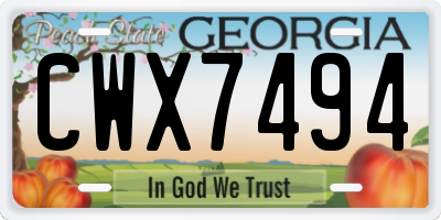 GA license plate CWX7494