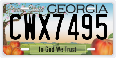 GA license plate CWX7495